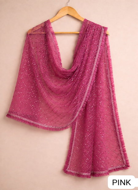 Tew Soft Net Sequence Embroidery Work Dupatta Wholesale Clothing Distributors In India